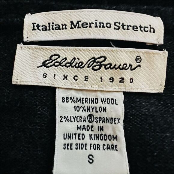 Eddie Bauer Italian Merino Wool Charcoal Gray Cozy Stretchy Sweater - Size Small - Picture 7 of 8